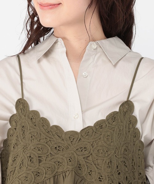 studio CLIP（スタディオクリップ）の「バテンレースキャミソールチュニックワンピース（チュニック・レディース・オフホワイト/カーキ・FREE）」の19枚目の写真
