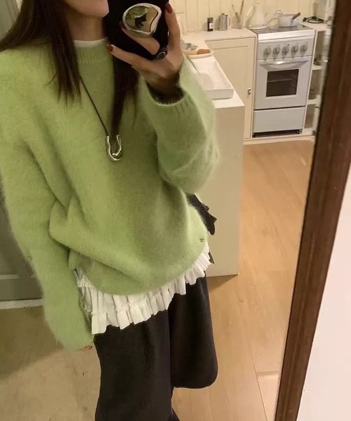 MEMECLE(メメクル)の「【 MEMECLE / メメクル 】シースルー 裾フリルレイヤード カットソー(Tシャツ/カットソー・レディース・ブラック/ホワイト・L/M/S)」の9枚目の写真