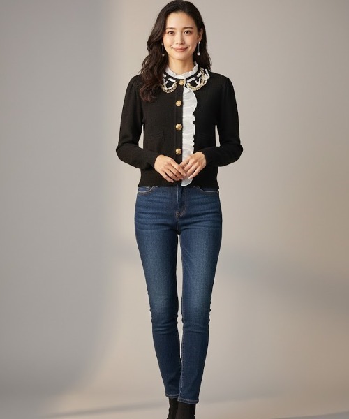 Lana821(ラナハニー)の「ネックレスデザイン ジャケットカーディガン(カーディガン/ボレロ・レディース・ブラウン/ブラック・FREE)」の16枚目の写真