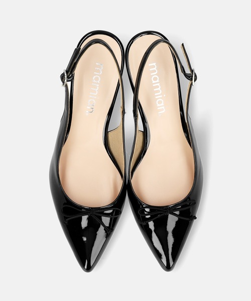 MAMIAN(マミアン)の「ポインテッドトゥ バックストラップ バレエミュール (5.5cmヒール)(パンプス・レディース・ブラック/シルバー・S/M/L/LL)」の6枚目の写真