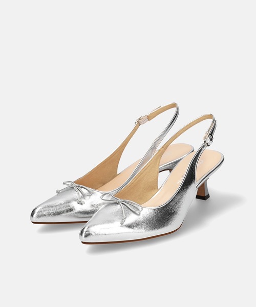 MAMIAN(マミアン)の「ポインテッドトゥ バックストラップ バレエミュール (5.5cmヒール)(パンプス・レディース・ブラック/シルバー・S/M/L/LL)」の10枚目の写真