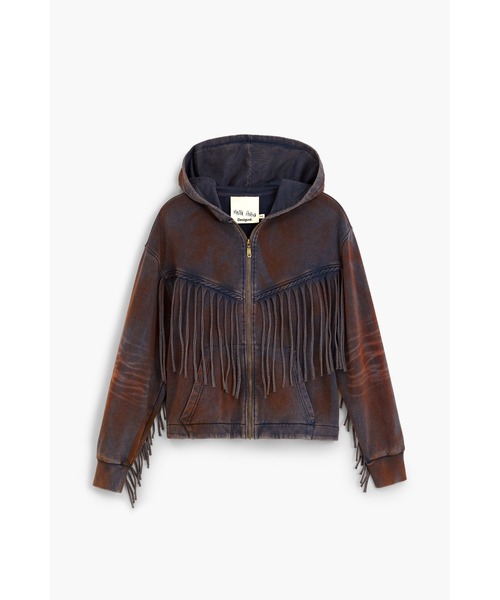 Desigual（デシグアル）の「【Desigual×MASHA POPOVA】ヴィンテージウォッシュ×フリンジデザインジップアップパーカー（スウェット・レディース・ブルー・S）」の6枚目の写真