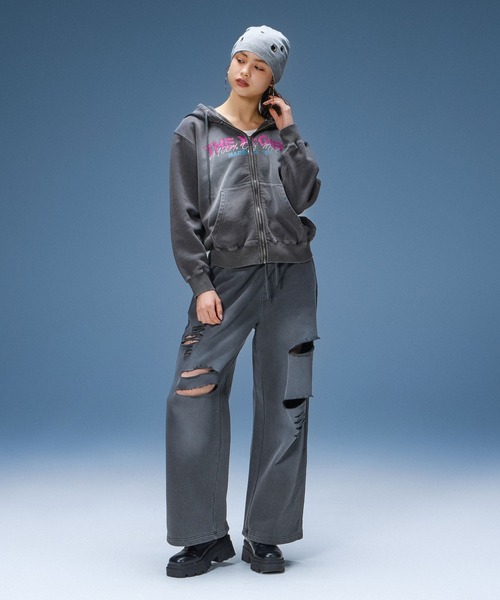 X-girl(エックスガール)の「EYELET BEANIE(ニットキャップ/ビーニー・レディース・ブラック/アッシュ・ONE SIZE)」の4枚目の写真