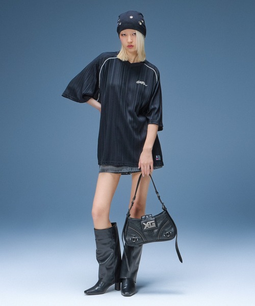 X-girl(エックスガール)の「EYELET BEANIE(ニットキャップ/ビーニー・レディース・ブラック/アッシュ・ONE SIZE)」の7枚目の写真