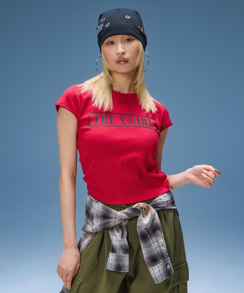 X-girl(エックスガール)の「EYELET BEANIE(ニットキャップ/ビーニー・レディース・ブラック/アッシュ・ONE SIZE)」の8枚目の写真