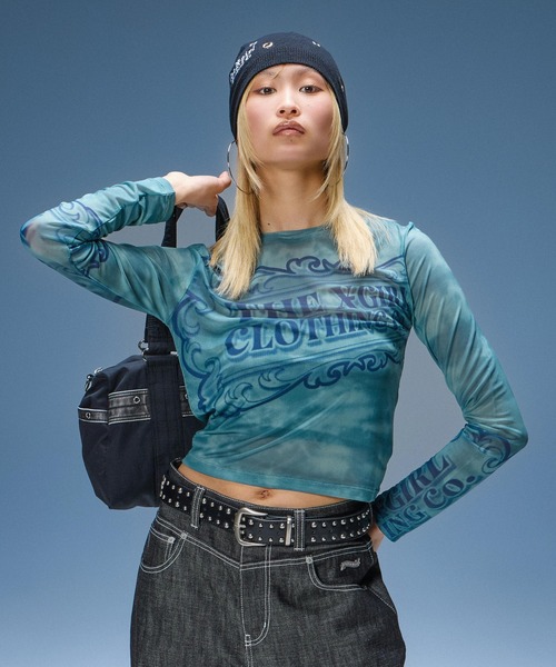 X-girl(エックスガール)の「EYELET BEANIE(ニットキャップ/ビーニー・レディース・ブラック/アッシュ・ONE SIZE)」の10枚目の写真