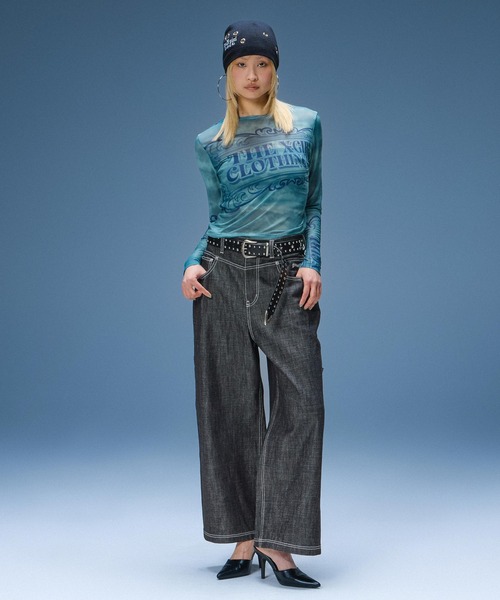 X-girl(エックスガール)の「EYELET BEANIE(ニットキャップ/ビーニー・レディース・ブラック/アッシュ・ONE SIZE)」の12枚目の写真