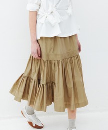 LE CIEL BLEU | タフタギャザーミディスカート / Taffeta Gathered Midi Skirt(スカート)