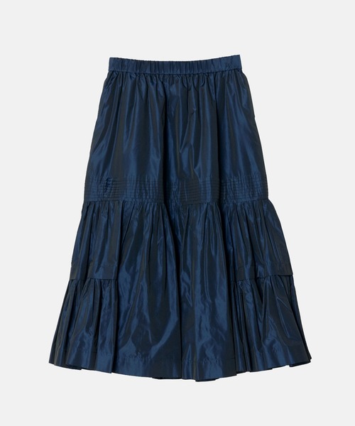 LE CIEL BLEU（ルシェルブルー）の「タフタギャザーミディスカート / Taffeta Gathered Midi Skirt（スカート・レディース・ネイビー/ベージュ・36/34）」の2枚目の写真