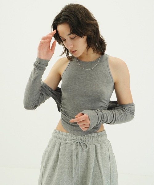 CLANE(クラネ)の「MANY CONVERTIBLE CUT TOPS(Tシャツ/カットソー・レディース・ホワイト/グレー・2/1)」の10枚目の写真