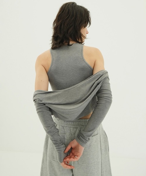 CLANE(クラネ)の「MANY CONVERTIBLE CUT TOPS(Tシャツ/カットソー・レディース・ホワイト/グレー・2/1)」の12枚目の写真