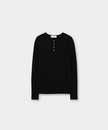 J'RIUM（ジェイリウム）の「ヘリオット コットン ヘンリーネック ニット ブラック（ニット/セーター）」