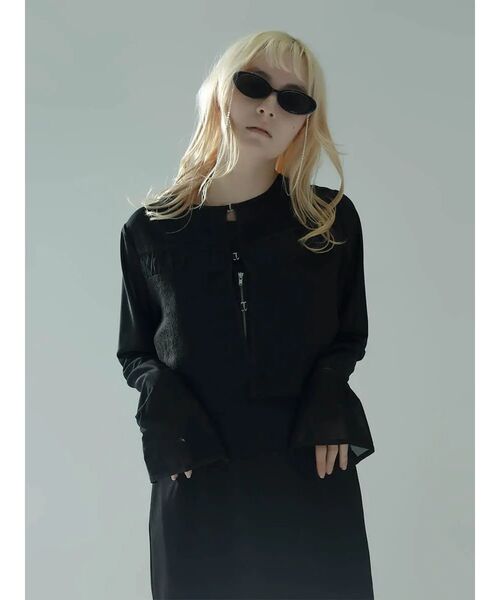 :ETHROF(イーサオブ)の「JACQUARD SHEER BOLERO(シャツ/ブラウス・レディース・ブラック・MEDIUM)」の1枚目の写真