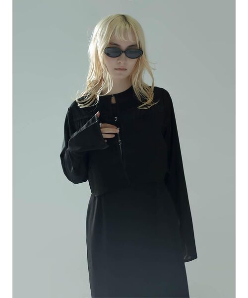 :ETHROF(イーサオブ)の「JACQUARD SHEER BOLERO(シャツ/ブラウス・レディース・ブラック・MEDIUM)」の3枚目の写真