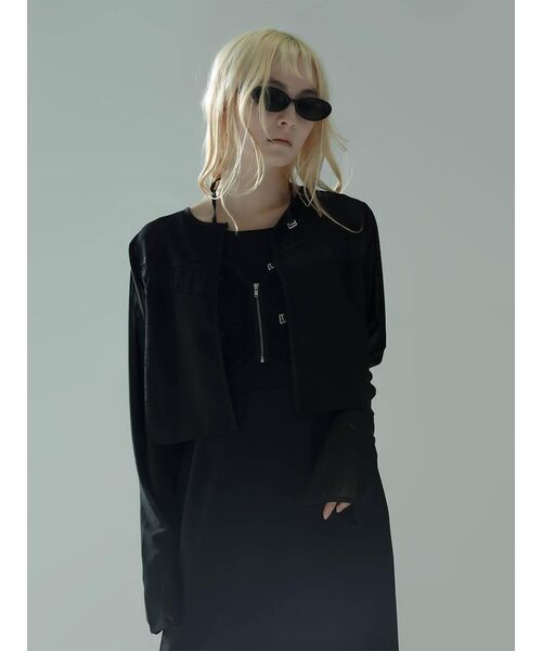 :ETHROF(イーサオブ)の「JACQUARD SHEER BOLERO(シャツ/ブラウス・レディース・ブラック・MEDIUM)」の4枚目の写真
