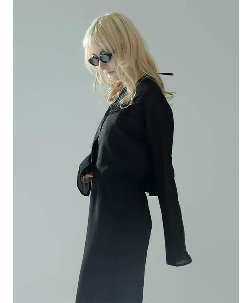 :ETHROF(イーサオブ)の「JACQUARD SHEER BOLERO(シャツ/ブラウス・レディース・ブラック・MEDIUM)」の5枚目の写真