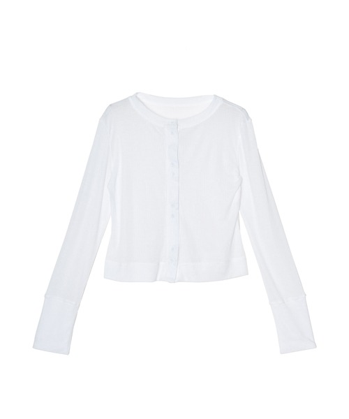 OFROOM（オフルーム）の「Sheer Rib Skin Cardigan｜シアーリブスキンカーディガン（カーディガン/ボレロ・レディース・ブラウン/チャコール/ブラック/ホワイト/イエロー・FREE）」の6枚目の写真