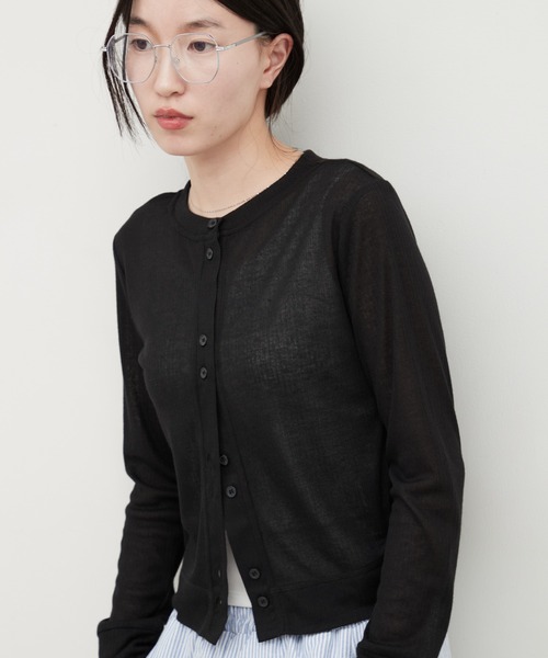 OFROOM（オフルーム）の「Sheer Rib Skin Cardigan｜シアーリブスキンカーディガン（カーディガン/ボレロ・レディース・ブラウン/チャコール/ブラック/ホワイト/イエロー・FREE）」の9枚目の写真