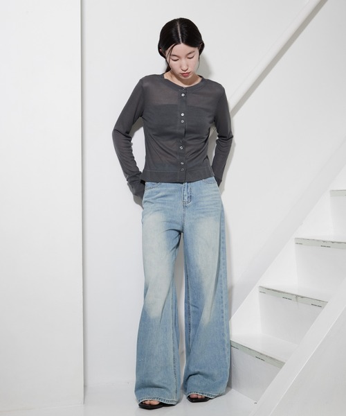 OFROOM（オフルーム）の「Sheer Rib Skin Cardigan｜シアーリブスキンカーディガン（カーディガン/ボレロ・レディース・ブラウン/チャコール/ブラック/ホワイト/イエロー・FREE）」の17枚目の写真