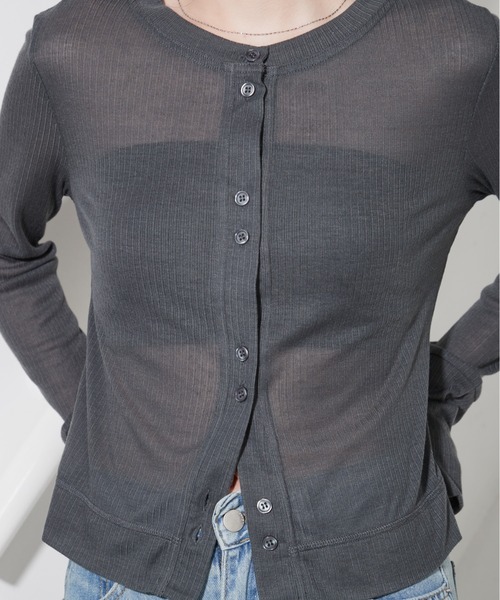 OFROOM（オフルーム）の「Sheer Rib Skin Cardigan｜シアーリブスキンカーディガン（カーディガン/ボレロ・レディース・ブラウン/チャコール/ブラック/ホワイト/イエロー・FREE）」の20枚目の写真