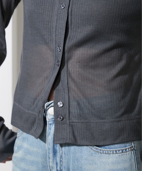 OFROOM（オフルーム）の「Sheer Rib Skin Cardigan｜シアーリブスキンカーディガン（カーディガン/ボレロ・レディース・ブラウン/チャコール/ブラック/ホワイト/イエロー・FREE）」の22枚目の写真