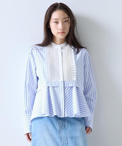 Tiara(ティアラ)の「《別注》【MARILYN MOON/マリリンムーン】フロントフリルブラウス(シャツ/ブラウス・レディース・ホワイト×ブルー/ライラック/ミント・FREE)」の2枚目の写真