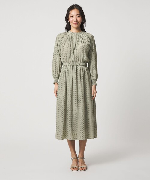 A DAY IN THE LIFE UNITED ARROWS(アデイインザライフユナイテッドアローズ)の「ギャザー ワンピース ‐ウォッシャブル‐<A DAY IN THE LIFE>(ワンピース・レディース・ライム/ロイヤルブルー/ダークグレー・FREE)」の5枚目の写真