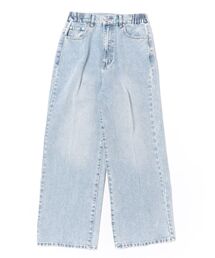 VICKY（ビッキー）の「加工デニム　サイドゴムセンタープレスストレートパンツ（デニムパンツ）」