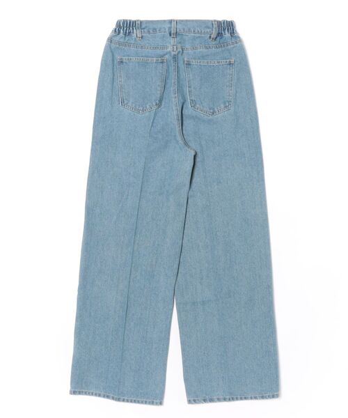 VICKY（ビッキー）の「加工デニム　サイドゴムセンタープレスストレートパンツ（デニムパンツ・レディース・ライトブルー/ブルー・M）」の3枚目の写真