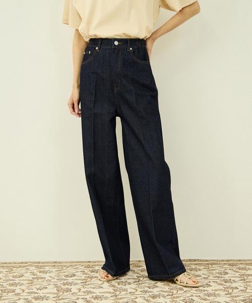 VICKY(ビッキー)の「加工デニム サイドゴムセンタープレスストレートパンツ(デニムパンツ・レディース・ライトブルー/ブルー・M)」の17枚目の写真