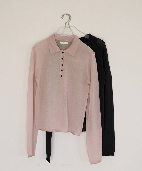 anuke（アンヌーク）の「anuke　Sheer Polo Knit シアーポロニット/62620508（ニット/セーター・レディース・ブラック・ONE SIZE）」の6枚目の写真