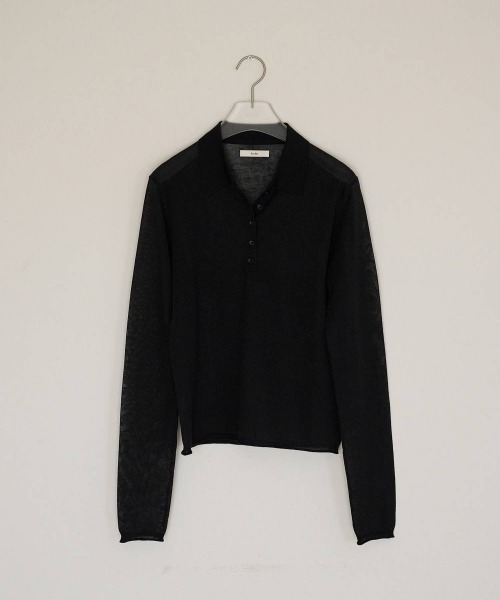 anuke（アンヌーク）の「anuke　Sheer Polo Knit シアーポロニット/62620508（ニット/セーター・レディース・ブラック・ONE SIZE）」の7枚目の写真