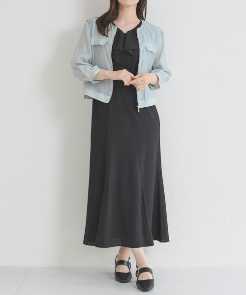 MISCH MASCH（ミッシュマッシュ）の「2026春夏新作 ノーカラーシアーブルゾン（ブルゾン・レディース・ホワイト/グリーン/ブラック・ﾌﾘ-）」の16枚目の写真
