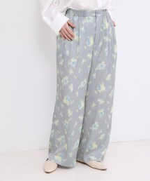 ぼかしフラワープリントワイドパンツ【洗濯機OK】