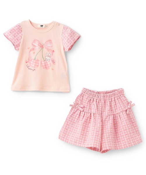 KP（ケーピー）の「天竺×先染チェック 上下セット（Tシャツ/カットソー・キッズ・イエロー/レッド/ピンク・100cm/110cm/120cm/130cm/140cm/80ｃｍ/90cm）」の5枚目の写真