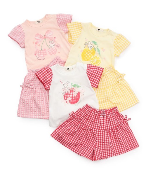 KP（ケーピー）の「天竺×先染チェック 上下セット（Tシャツ/カットソー・キッズ・イエロー/レッド/ピンク・100cm/110cm/120cm/130cm/140cm/80ｃｍ/90cm）」の14枚目の写真