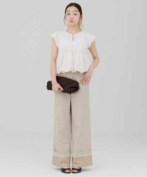 SENEE ウエストデザインワイドチノパンツ waist design wide chino pants（ウエストデザインワイドチノパンツ