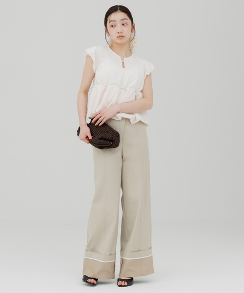 SENEE（セニー）の「waist design wide chino pants（ウエストデザイン
