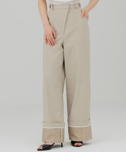 SENEE(セニー)の「waist design wide chino pants(ウエストデザインワイドチノパンツ)(チノパンツ・レディース・ベージュ/ブラック・MEDIUM/SMALL)」の11枚目の写真