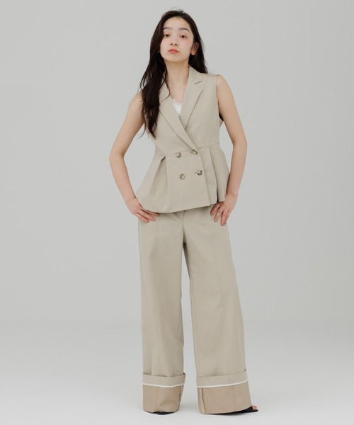SENEE(セニー)の「waist design wide chino pants(ウエストデザインワイドチノパンツ)(チノパンツ・レディース・ベージュ/ブラック・MEDIUM/SMALL)」の21枚目の写真