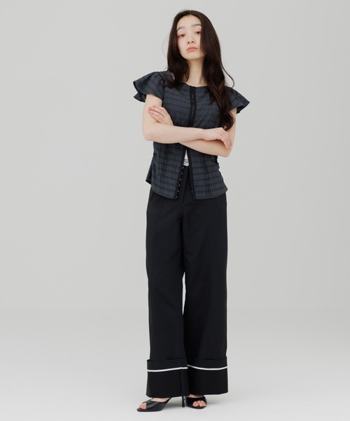 waist design wide chino pants（ウエストデザインワイドチノパンツ