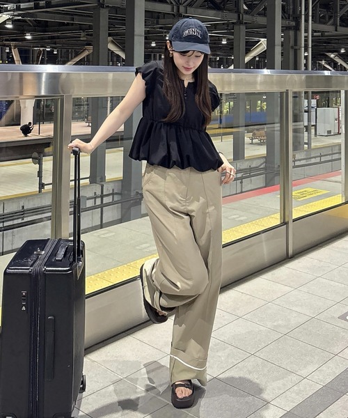 waist design wide chino pants（ウエストデザインワイドチノパンツ