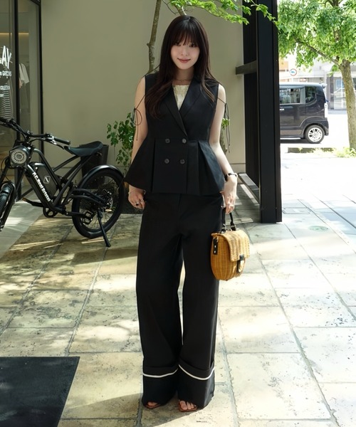 waist design wide chino pants（ウエストデザインワイドチノパンツ