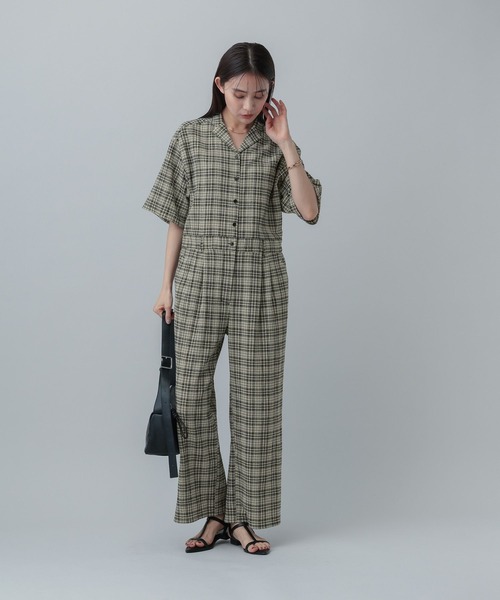 GLOBAL WORK(グローバルワーク)の「MATINEE LINE/リネンライク/オールインワン/646656(つなぎ/オールインワン・レディース・ベージュ/チェック/ブラウン系その他・MEDIUM/LARGE)」の18枚目の写真