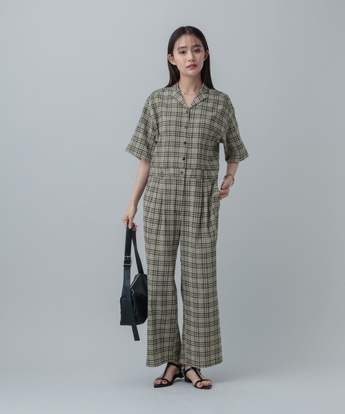 GLOBAL WORK(グローバルワーク)の「MATINEE LINE/リネンライク/オールインワン/646656(つなぎ/オールインワン・レディース・ベージュ/チェック/ブラウン系その他・MEDIUM/LARGE)」の19枚目の写真