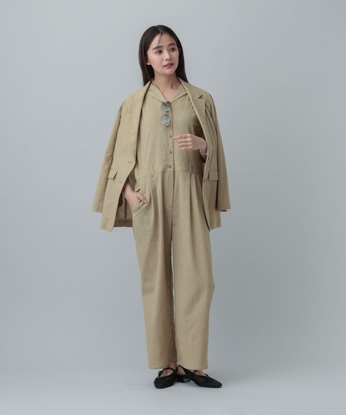 GLOBAL WORK(グローバルワーク)の「MATINEE LINE/リネンライク/オールインワン/646656(つなぎ/オールインワン・レディース・ベージュ/チェック/ブラウン系その他・MEDIUM/LARGE)」の10枚目の写真