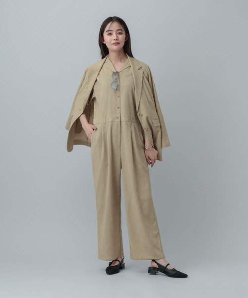 GLOBAL WORK(グローバルワーク)の「MATINEE LINE/リネンライク/オールインワン/646656(つなぎ/オールインワン・レディース・ベージュ/チェック/ブラウン系その他・MEDIUM/LARGE)」の11枚目の写真