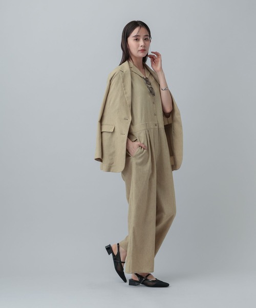 GLOBAL WORK(グローバルワーク)の「MATINEE LINE/リネンライク/オールインワン/646656(つなぎ/オールインワン・レディース・ベージュ/チェック/ブラウン系その他・MEDIUM/LARGE)」の12枚目の写真