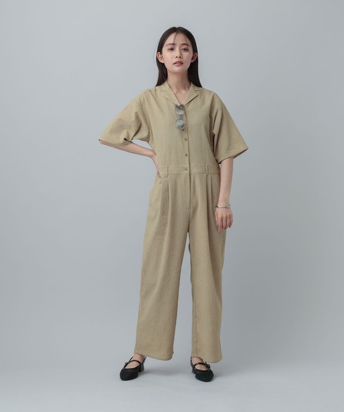 GLOBAL WORK(グローバルワーク)の「MATINEE LINE/リネンライク/オールインワン/646656(つなぎ/オールインワン・レディース・ベージュ/チェック/ブラウン系その他・MEDIUM/LARGE)」の13枚目の写真