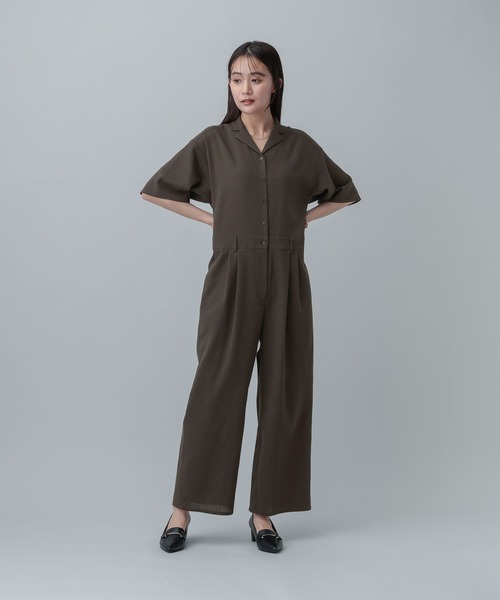 GLOBAL WORK(グローバルワーク)の「MATINEE LINE/リネンライク/オールインワン/646656(つなぎ/オールインワン・レディース・ベージュ/チェック/ブラウン系その他・MEDIUM/LARGE)」の4枚目の写真